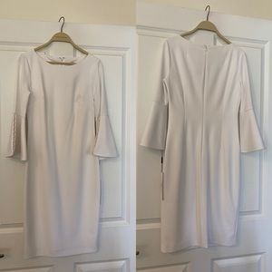 Calvin Klein White Dress Bell Sleeves